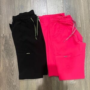 Med Couture Black and Pink Straight Leg Scrub Pants